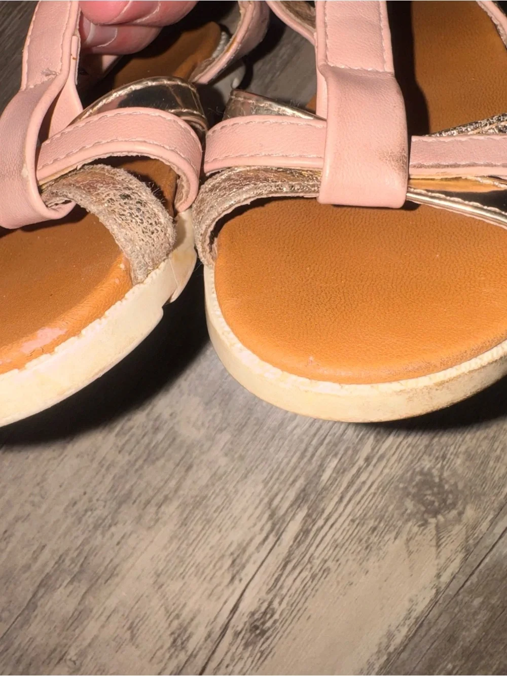 Tahari Pink and Metallic Gold Kids Sandals